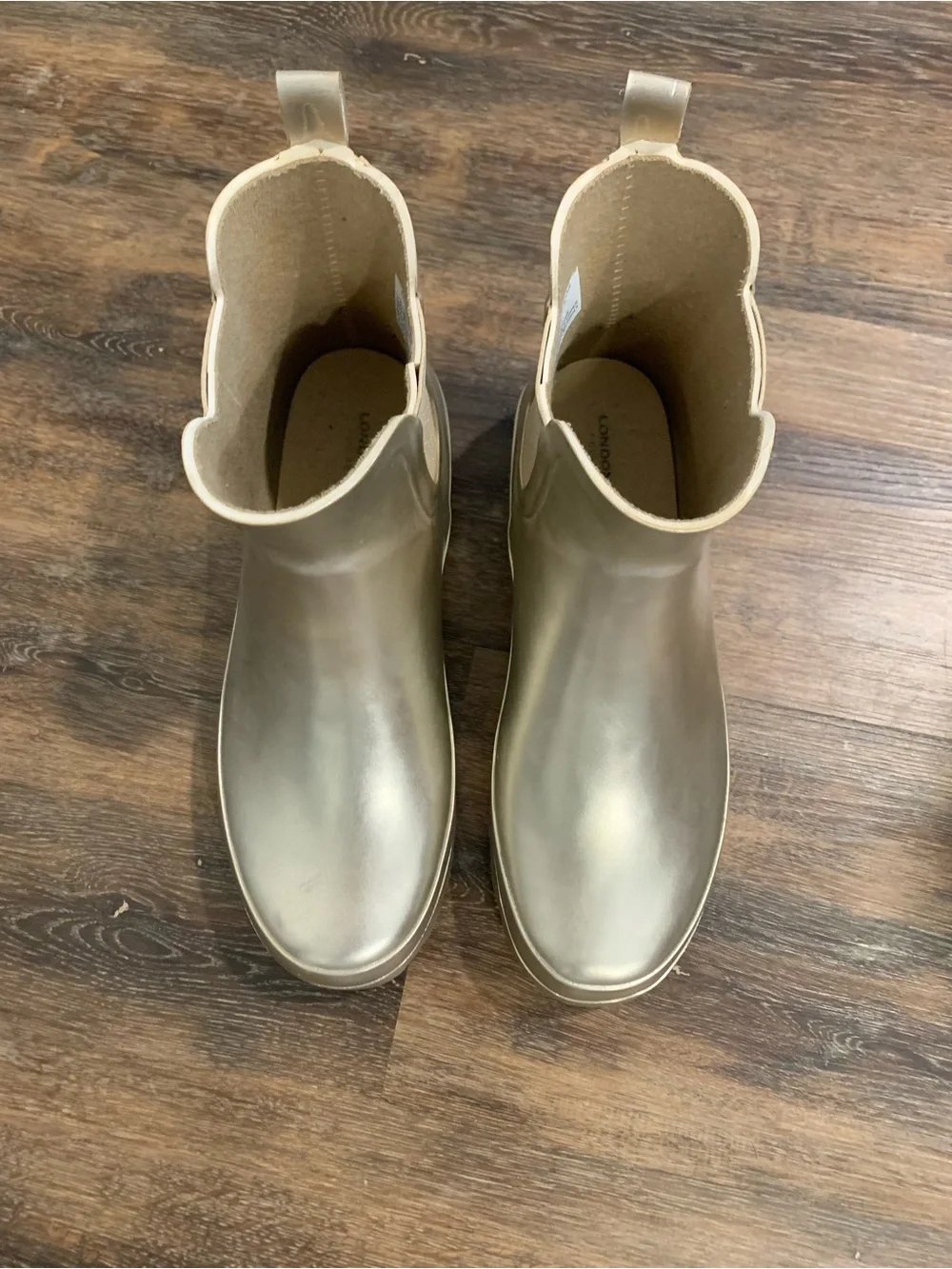 London Fog Metallic Taupe Chelsea Rain Boots